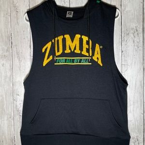 Zumba Attitude Alert Sleeveless Hoodie - Bold Black Marvelous Medium